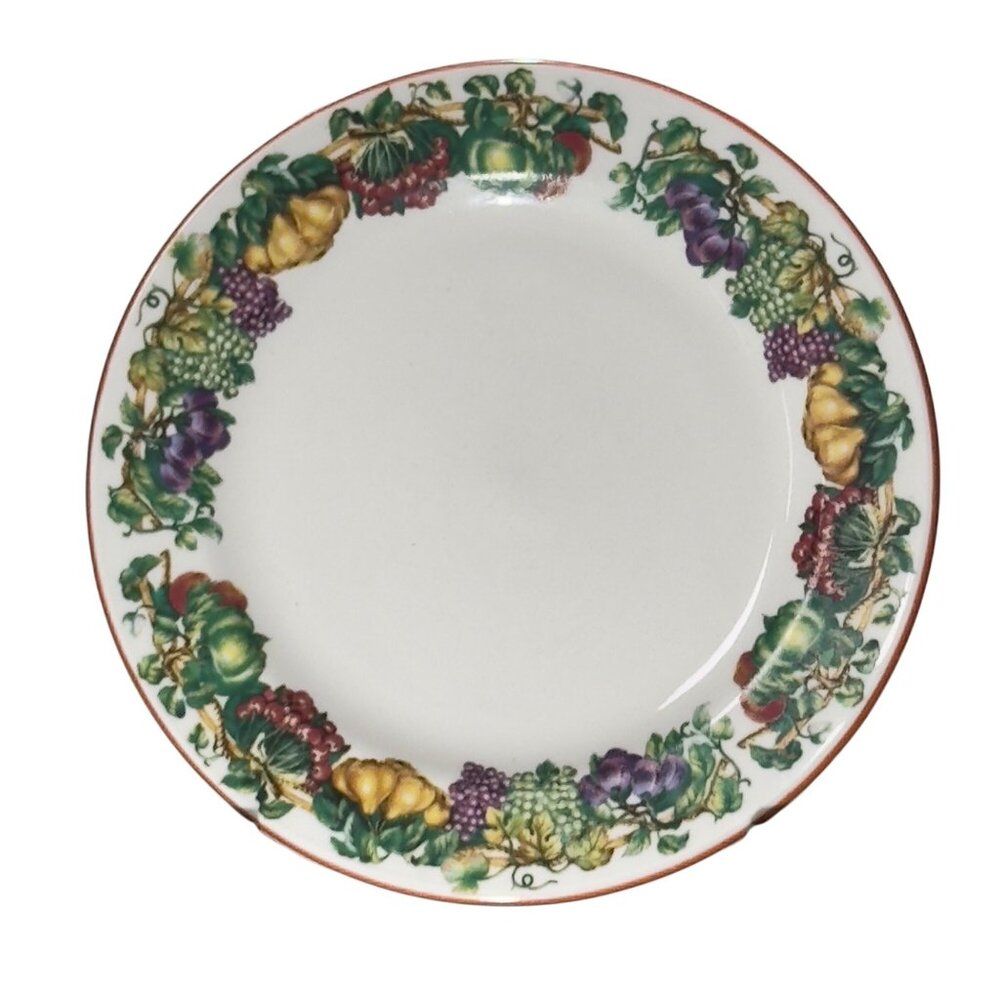Kensington Garden Decorative Ceramic Bread Desert Plate With Fruit Border Design